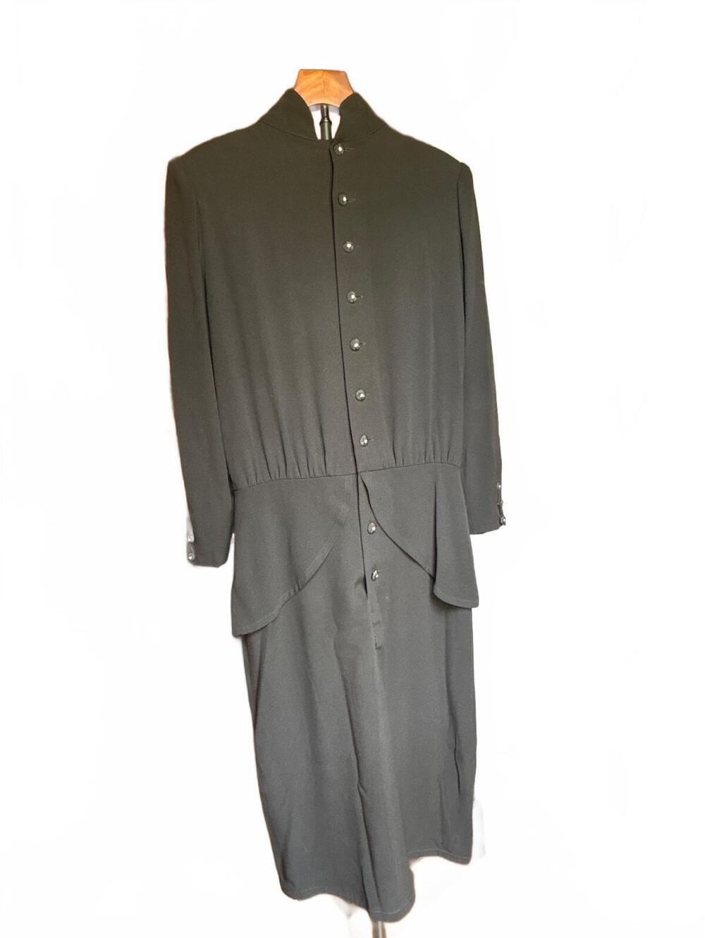 Vintage Sonia Rykiel Black Peplum Button Midi Dress L